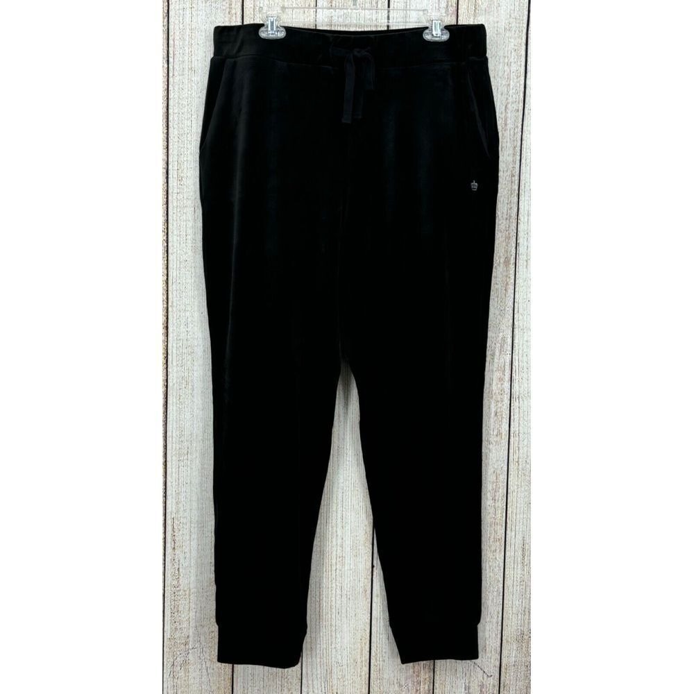 Juicy Couture Black Velvet Tracksuit Pants Size XL‎ Stretch Comfort Warm Cozy